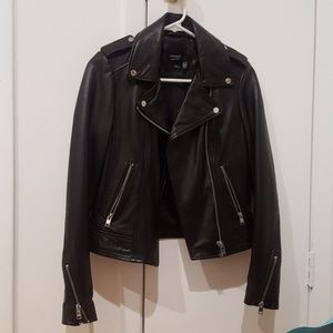 Lamarque black leather moto jacket